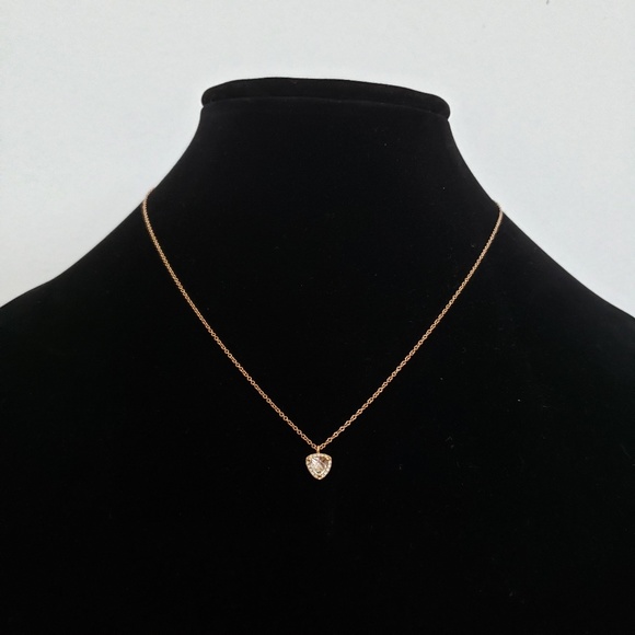 EF Collection 14K Rose Gold White Topaz Diamond 0.05 ctw Trillion Neckla… - Picture 2 of 7